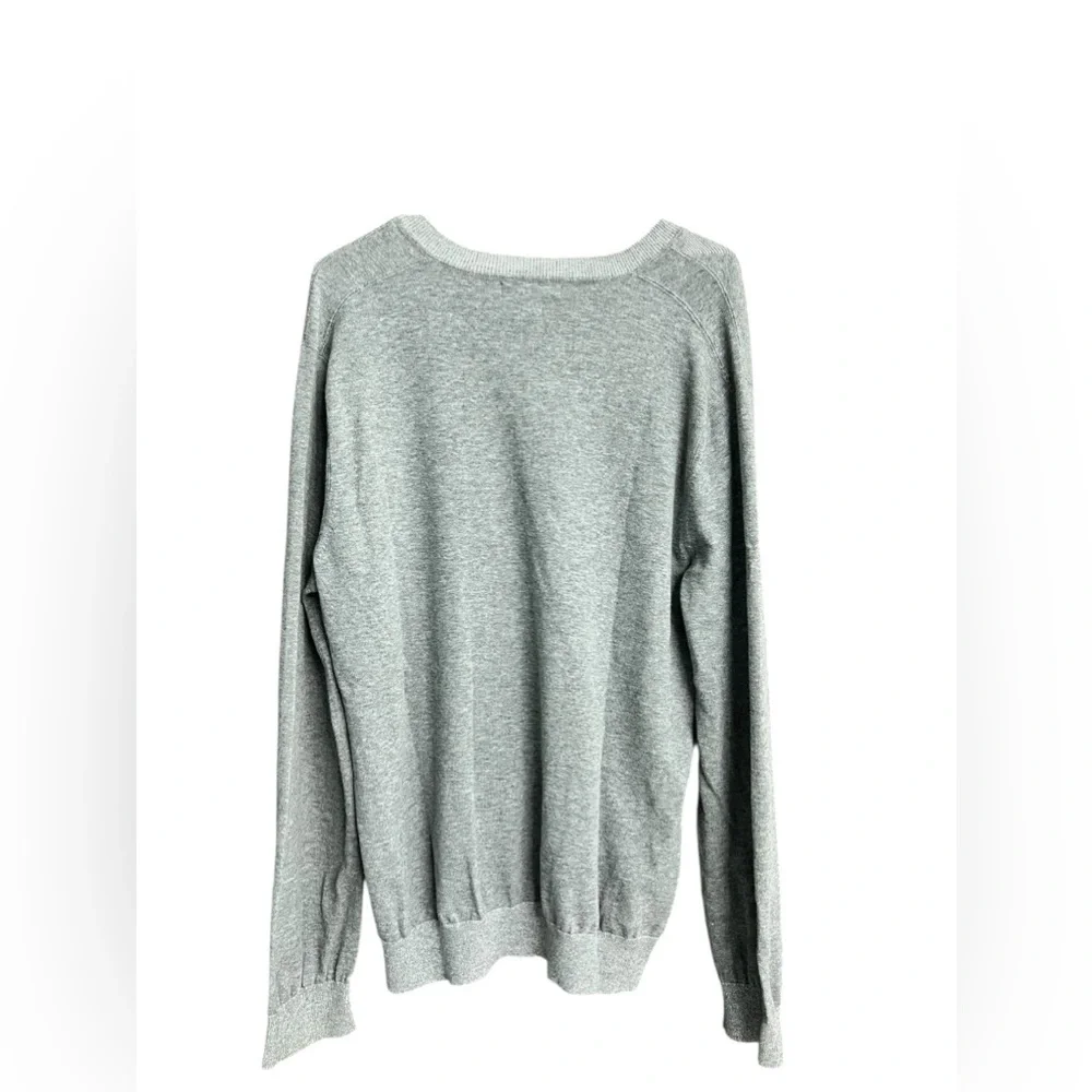 Banana Republic Men's Gray Cotton V-Neck Argyle Knit Sweater‎ Size Large